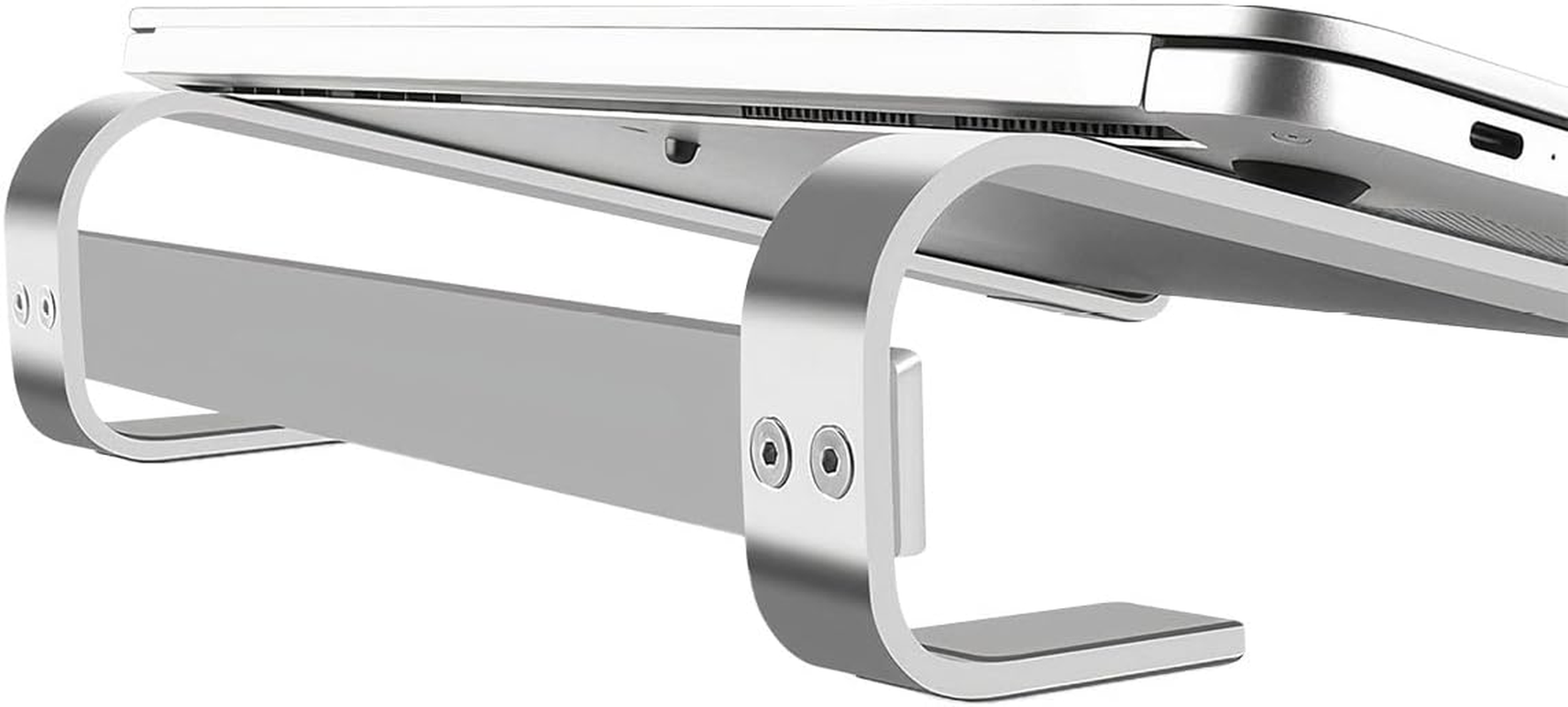 MMOBIEL Laptop Stand - Riser 10 to 18 Inches - Ventilated Laptop Holder Universal - Stand for Desk Compatible with Macbook, Notebook, ASUS and More - Incl. Tools - Aluminum