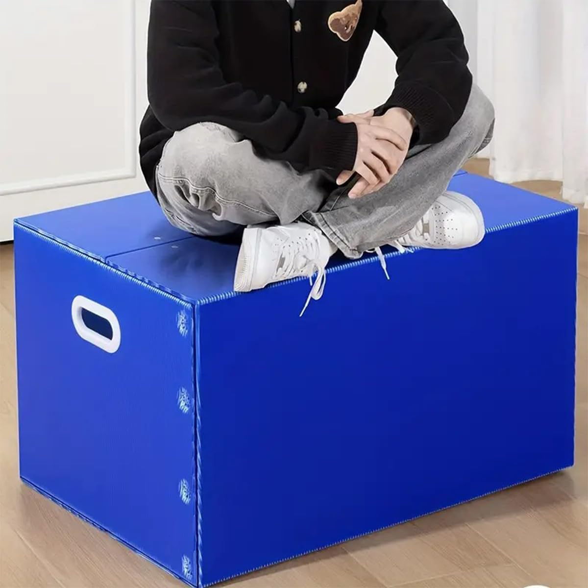 AIMALL Large Capacity Foldable Plastic Storage Box, Waterproof Moving Organizer with Handles, Sturdy PP Material for Home, Office, Warehouse, Available in 30X40Cm, 40X50Cm, 50X70Cm image number 1