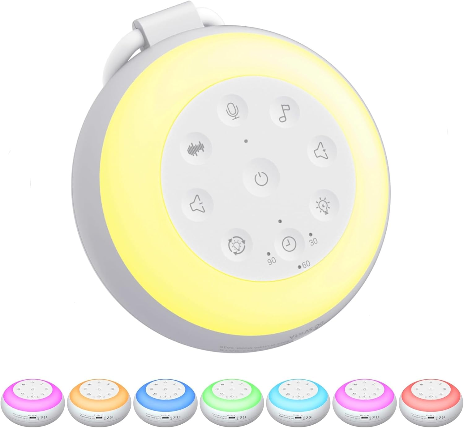 Musotica White Noise Sound Machine for Baby & Adult Sleeping, 24 Soothing Sounds, 7 Color Night Light, 3 Timer Options, Wireless Speaker, Portable Size, Noise Canceling