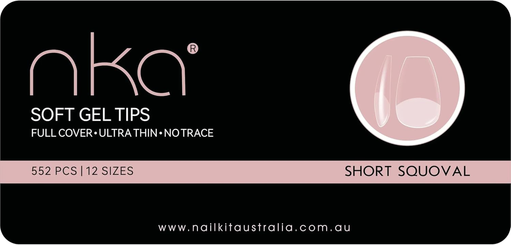 NKA Beauty Soft Gel Tips Press on Nails, 12 Sizes Full Cover Clear Nail Extensions Kit for Acrylic, Gel, DIY Nail Art (Short Squoval, 552)