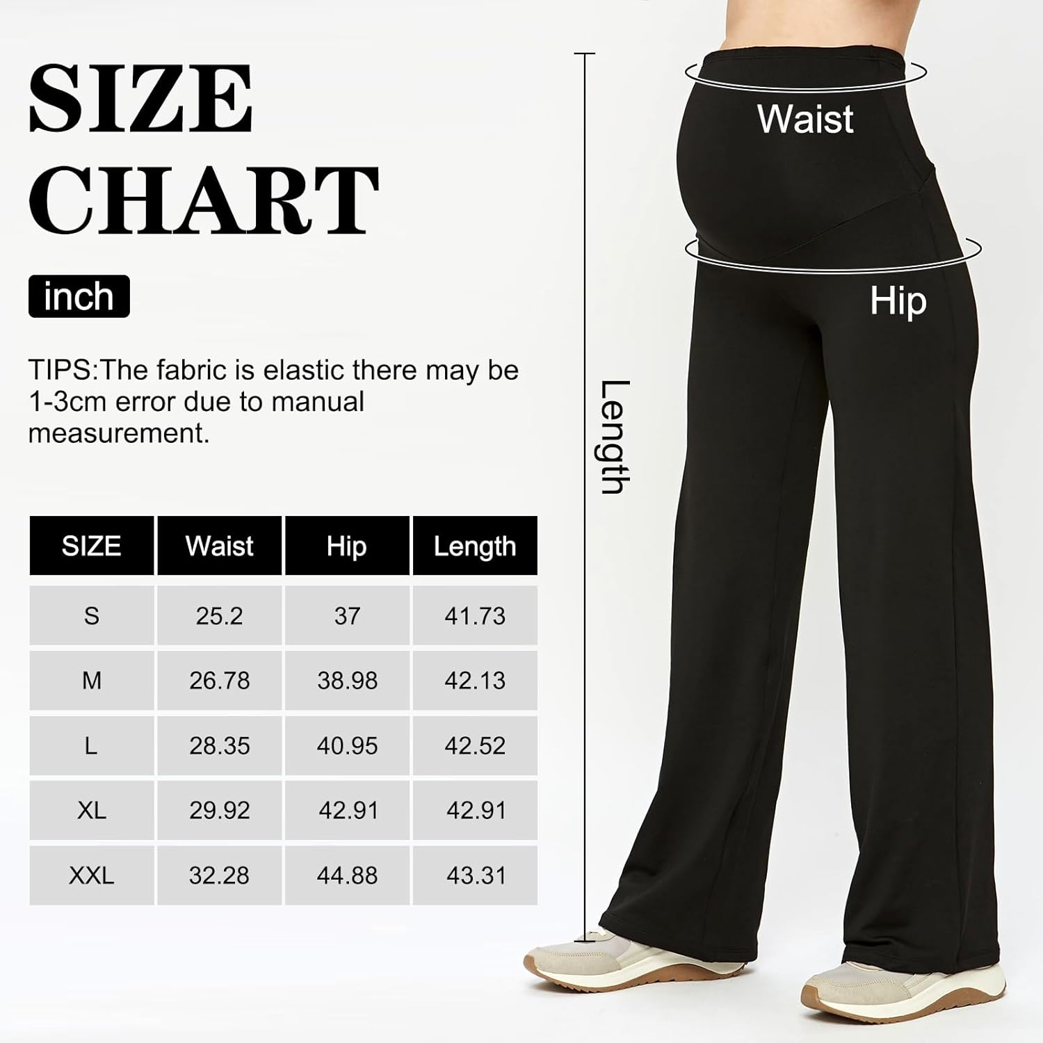 Women Maternity Pants High Waisted Soft Stretchy Pregnancy Wide Leg Trousers Comfortable over Bump Work & Lounge Pants with Pockets image number 6