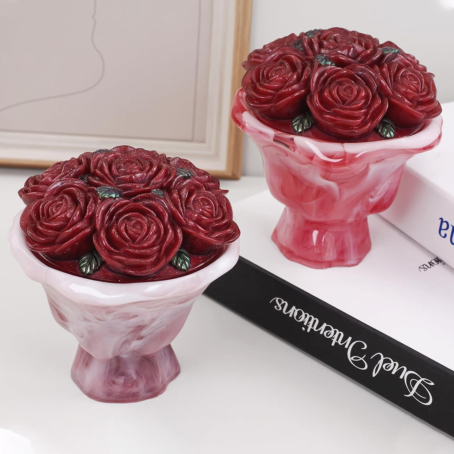 Japleed Bouquet Shape Box Resin Molds, Flower Candle Holder Box Silicone Molds for Resin Concrete, Unique 3D Container Storage Molds for Jewelry Trinket Holder Plant Pot Art Craft Home Decor image number 3