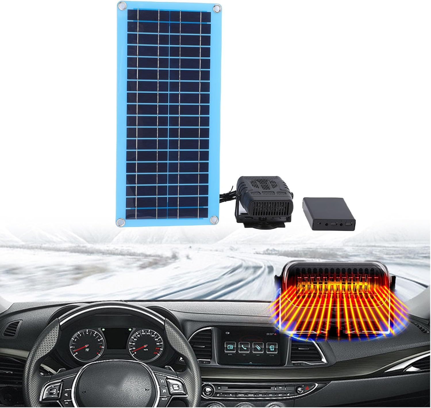 Solar Heater with Monocrystalline Solar Panel, 30W Adjustable Solar Powered Space Heater for Pet House Car Camping Chicken Coop Dog House, Rapid Heating, Portable image number 4