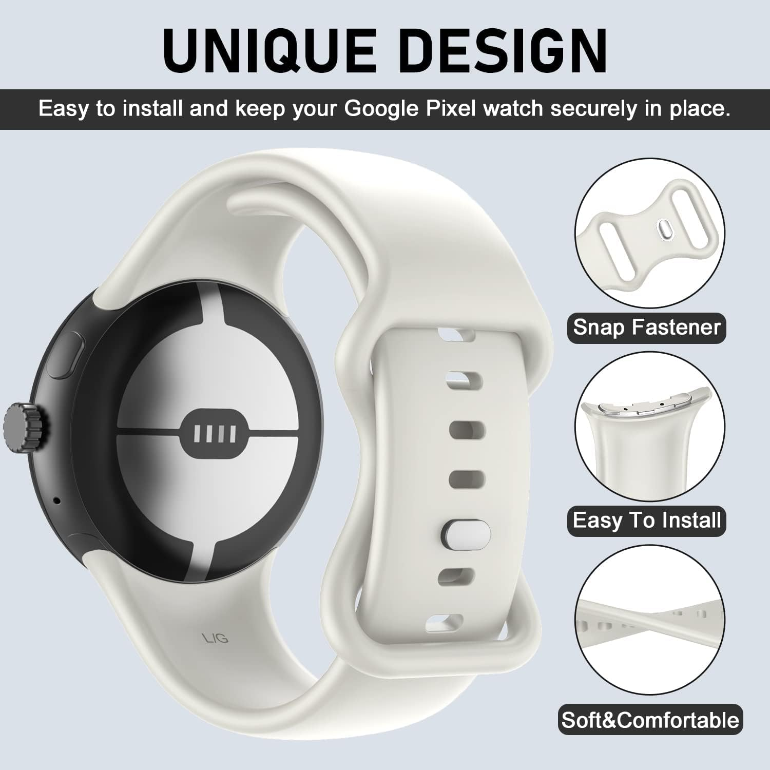 OVERSTEP Compatible with Google Pixel Watch Band, Pixel Watch Soft Silicone Wristband Waterproof Sports Band for Google Pixel Watch 2022 image number 2