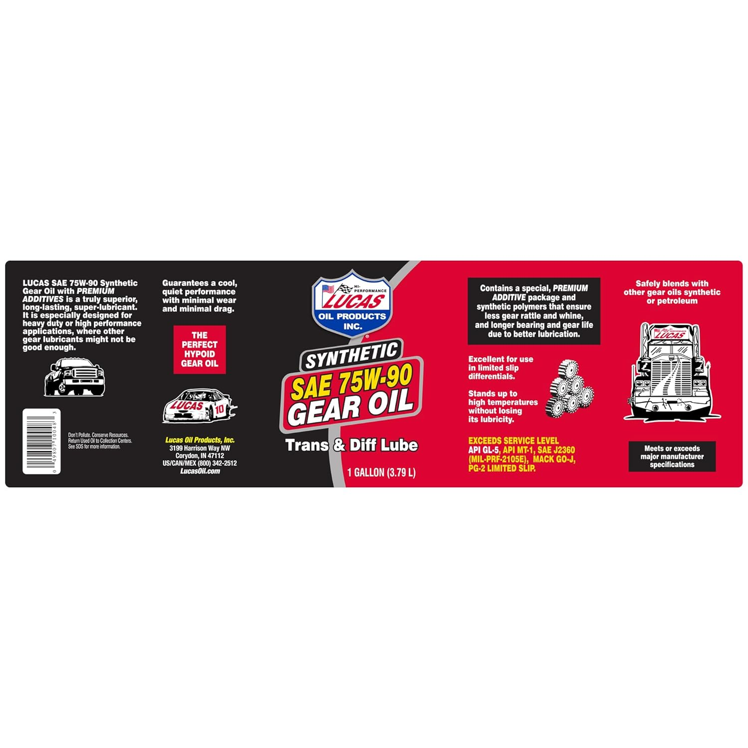 Lucas Oil Synthetic SAE 75W-90 Trans & Diff Lube - 1 Gallon (3.78L) image number 2