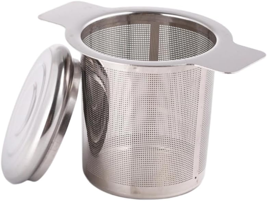 Poemtian Tea Filter Strainer Tea Infuser Stainless Steel Tea Filter Strainer with Lid and Double Handles Loose Leaf Tea Mesh Strainer image number 1