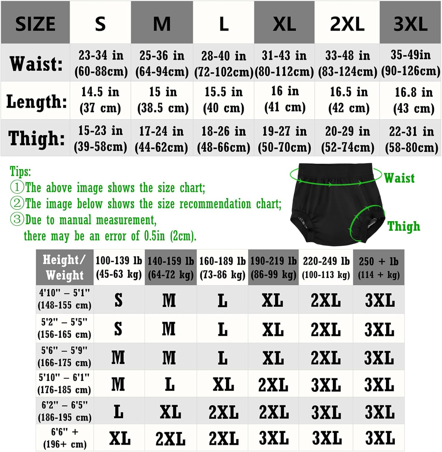 AQX Adult Plastic Pants, Reusable Waterproof Underwear for Incontinence, Leakproof High Waist Cloth Diaper Covers 2Pcs (Blackwhite-2Pcs, S) image number 2