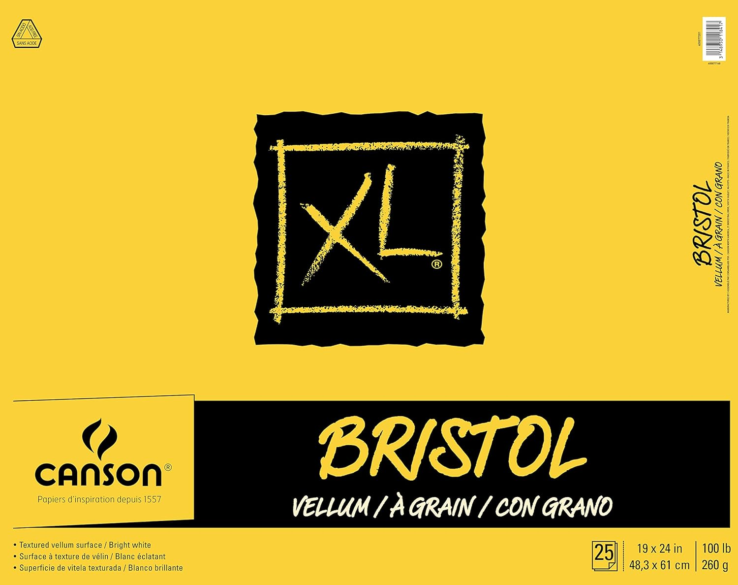 Canson XL Series Bristol Paper, Vellum, Foldover Pad, 11X14 Inches, 25 Sheets (100Lb/260G) - Artist Paper for Adults and Students - Charcoal, Pen and Ink, Marker, and Pastel image number 1