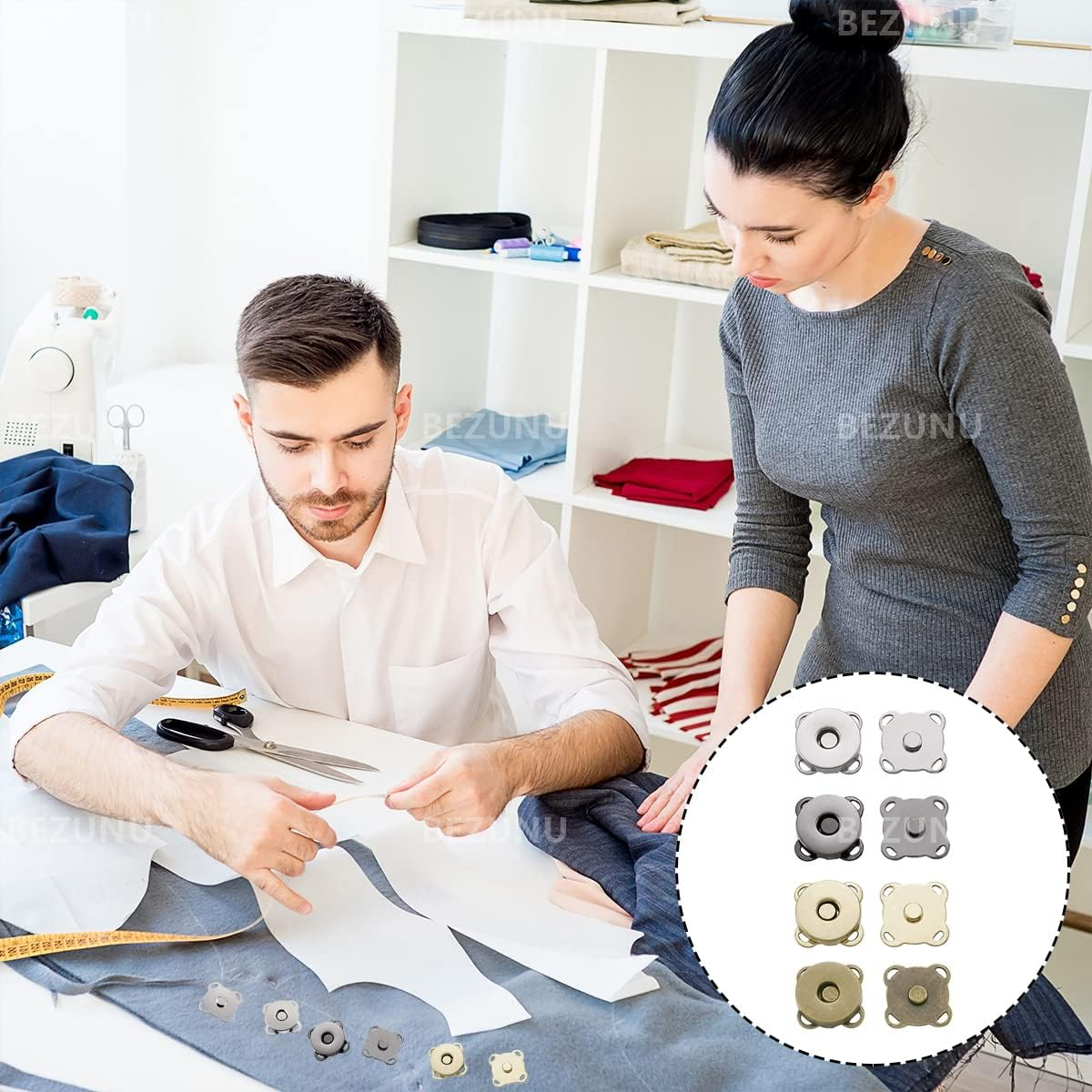 BEZANU Magnetic Button, 16 Set Plum Blossom Magnetic Sewing Clasps Snaps for Clothes, Handbag, Leather Sewing, DIY Crafts (14Mm, 4 Colors)