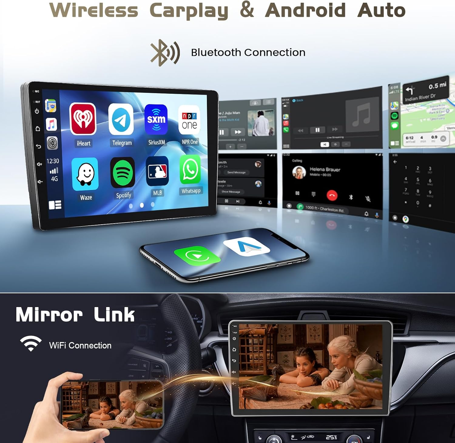 [Fit JBL] Android 15 Car Radio for Toyota Camry 2012 2013 2014, 10.1 Inch Capacitive HD Touch Screen for Camry Head Unit with Carplay Android Auto 5G Wifi GPS Bluetooth 5.0 1280 * 720 4+64G image number 4