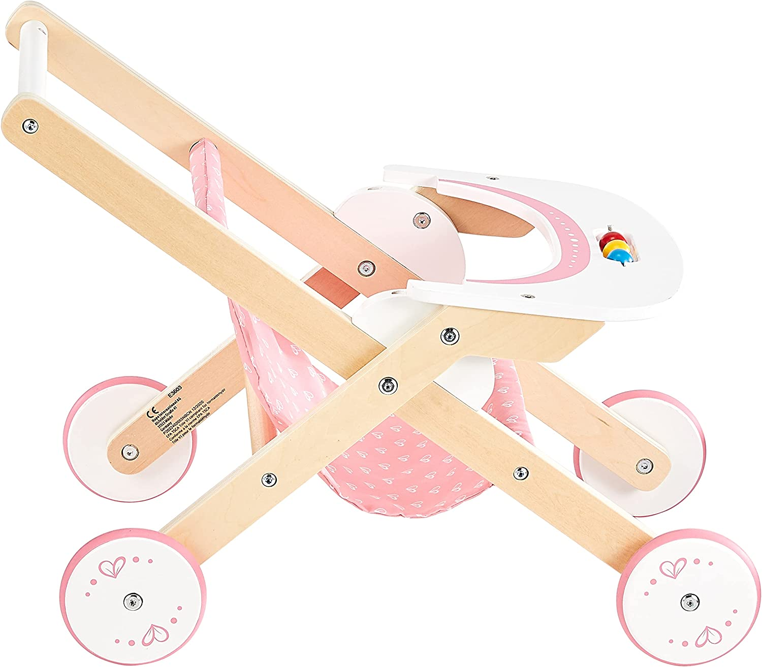 Hape Dolls Stroller/Pram Kids/Toddler 3Y+ Play Parent Pretend Wooden Toy Pink image number 6