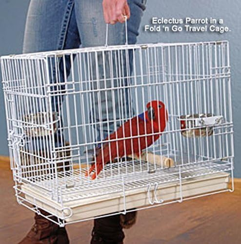 Durable Easy Portable Metal Travel or Veterinary Collapsable Parrot Bird Carrier Beaks Proof Cage with Stainless Steel Feeder Bowls Natural Wooden Perch Stand image number 2