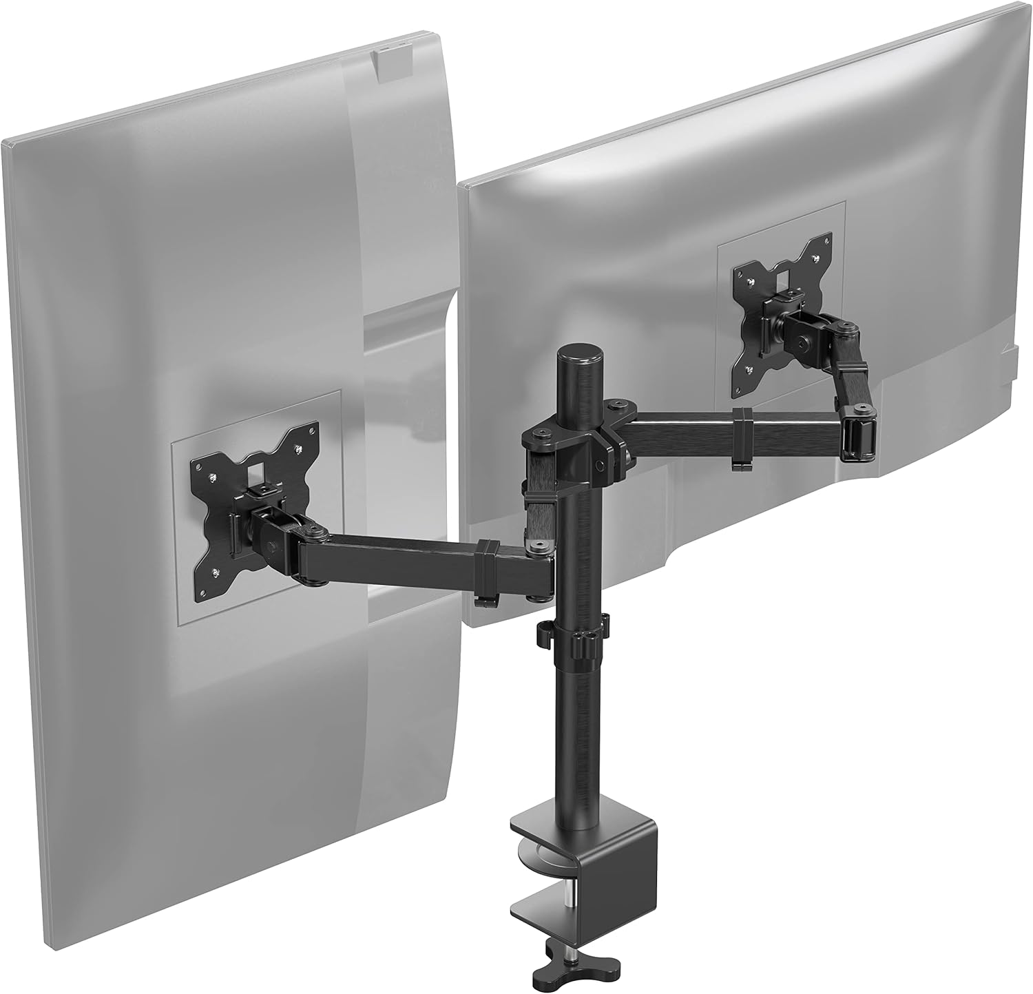 SHW Dual Monitor Arm Desk Mount with C-Clamp for 13 to 27'' Screen, VESA 75X75Mm or 100X100Mm, Black image number 5