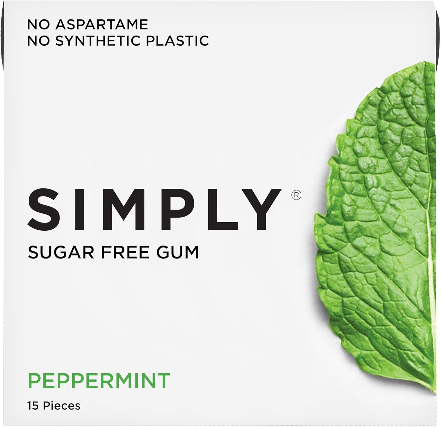 Simply Gum | Sugar Free Xylitol Chewing Gum | Peppermint | Pack of Six (90 Pieces Total) | Plastic Free + Sugar Free + Aspartame Free image number 6