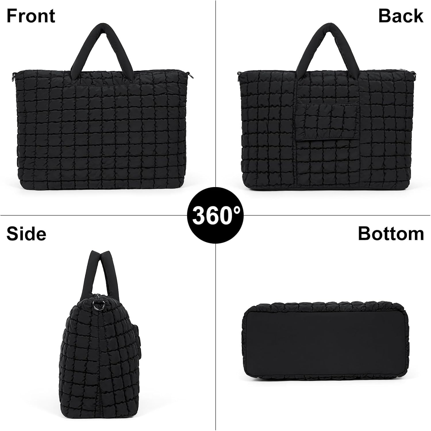 ANKICK Quilted Duffle Bag for Travel, Large Puffer Duffel Weekender Bags Soft Gym Tote, Big Puffy Carry on Luggage Overnight, Black, Contemporary - Beige image number 6