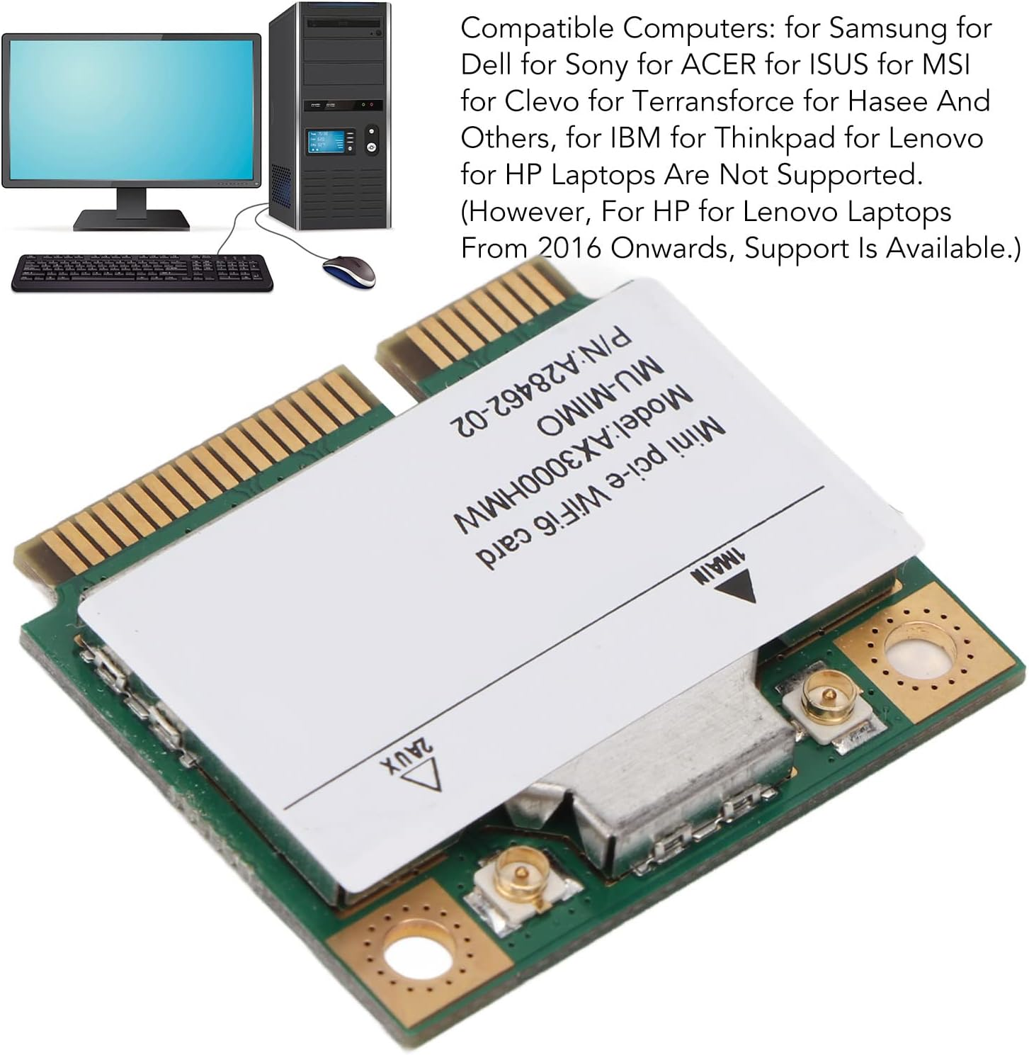 AX3000HMW Dual Band Mini Pcie Wifi Network Card 802.11AX AC, 3000Mbps Wireless Card Mini Pcie Wifi6 Adapter, High Speed Wifi Adapter for Laptop PC image number 4