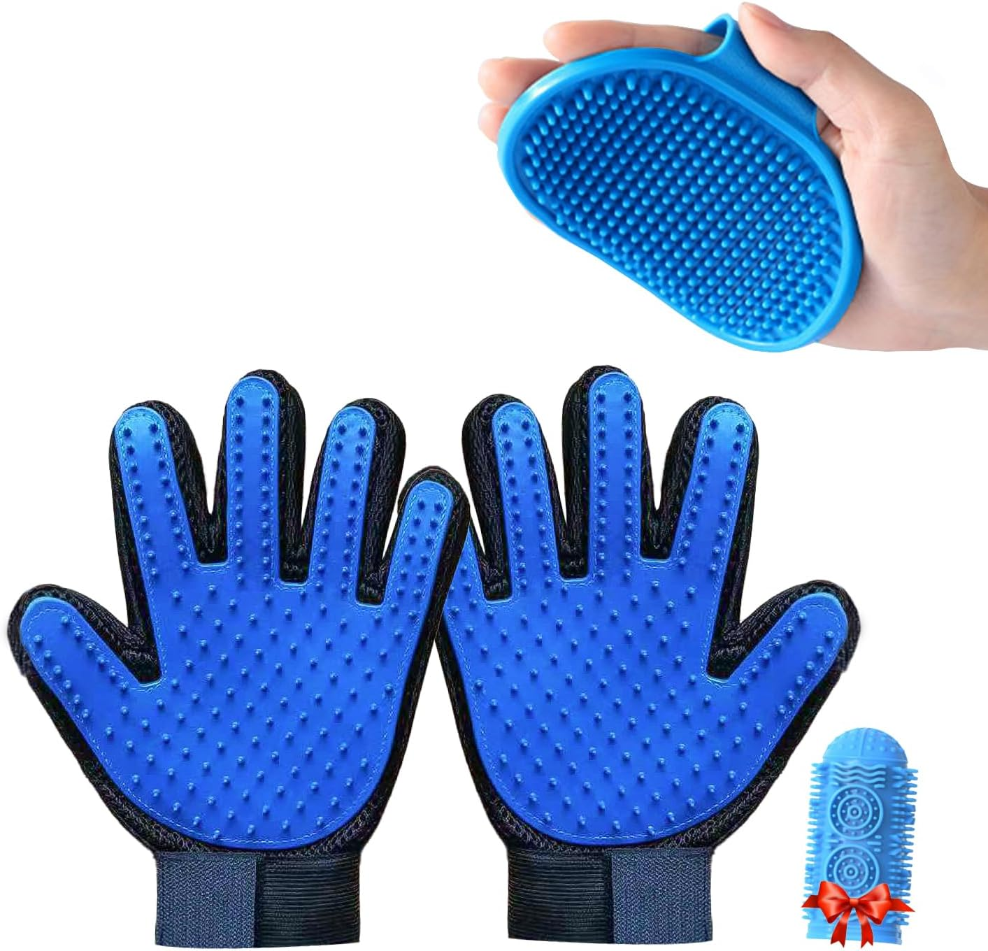 Pet Grooming Set with Dog Washing Gloves for Bathing, Dog Bath Brush and Silicone Dog Toothbrush, Pet Grooming Gloves for Dogs, Cats and Horses with 185 Silicone Tips image number 5