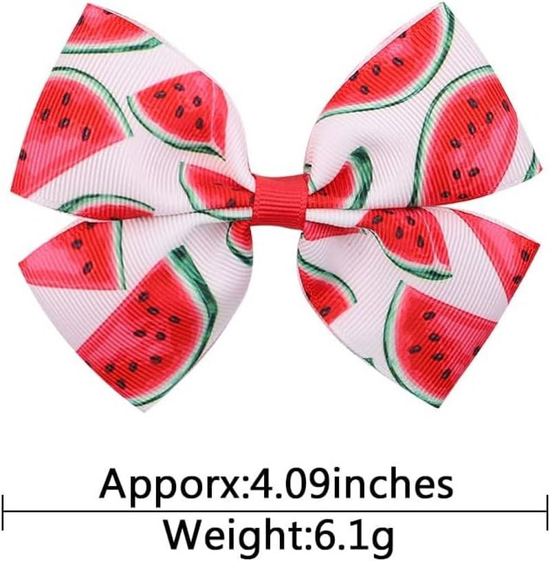 6PCS Fruits Hairpins Watermelon Bow Hair Clips Turban Headband Fruit Headwear Watermelon Hair Hand Bow Watermelon Hair Clip Back to School Hair Bow Clips for Girls image number 4