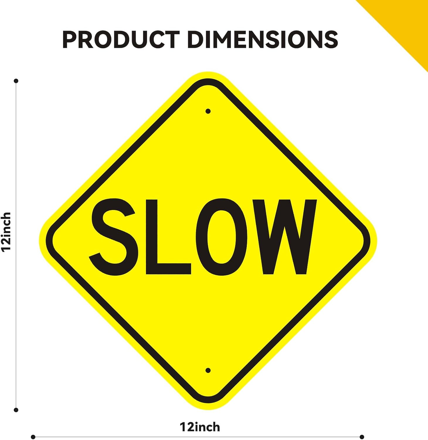 Slow down Signs, 12" X 12", Reflective Rust-Free Aluminum, UV & Weatherproof, Easy Mount for Driveways & Streets image number 2