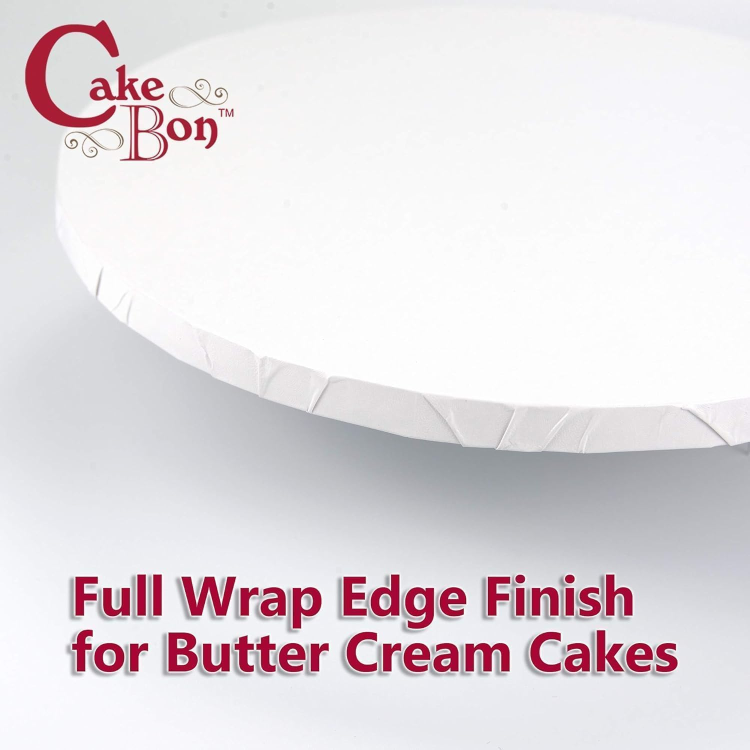 Cakebon Cake Boards - Sturdy 1/8 Thick Drums - 8 Inch (20 Cm) Professional Fully Wrapped Edges White 6-Pack image number 2