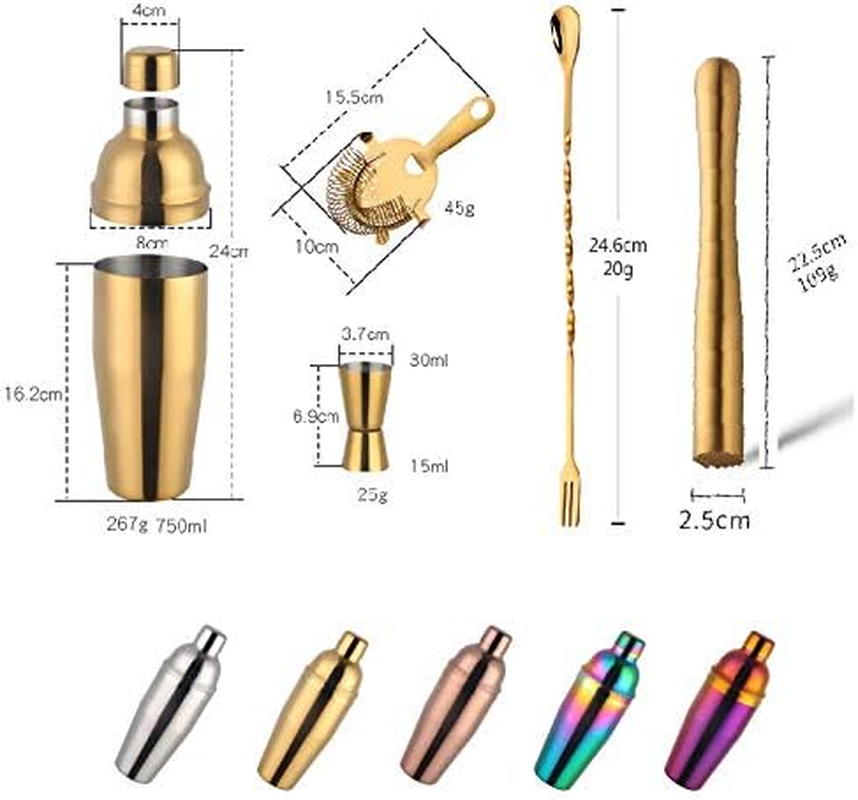 Buyerstar Bar Set 5-Piece Mixology Bartender Kit - Cocktail Shaker Set Bar Tool Set for Home and Professional Bartending - Martini Shaker and Drink Mixing Bar Tools - Cocktail Kit (Rose GPLD) - No.0 image number 2