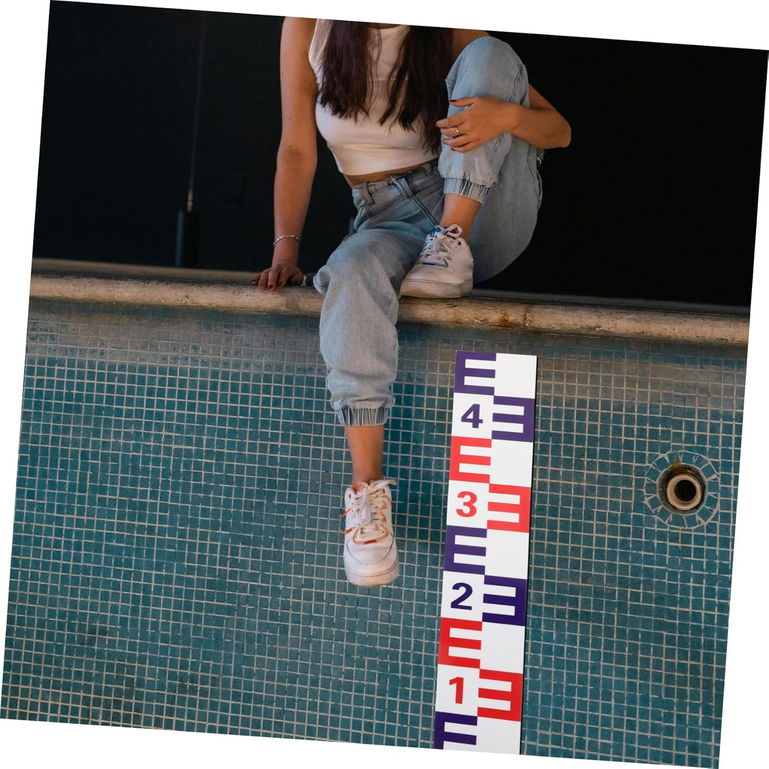 Ibasenice Reflective Water Level Measuring Sticker Aluminum Ruler Self-Adhesive Gauge for Pools Tanks Wear-Resistant Water Height Indicator image number 6