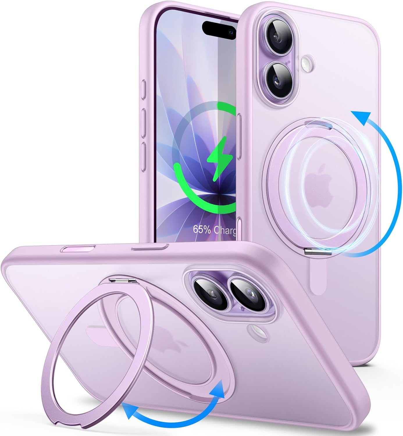 Jetech 360 Degree Rotatable Ring Case for Iphone 17 6.3-Inch with Camera Control Button, Compatible with Magsafe, Slim Shockproof Phone Cover with Stand & Ring Holder (Black)