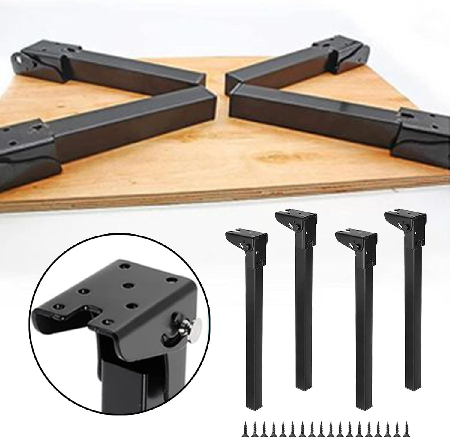 Perfk 4 Folding Table Legs Adjustable Desk Legs Folding Furniture Legs for Living Room, 350Mm image number 2