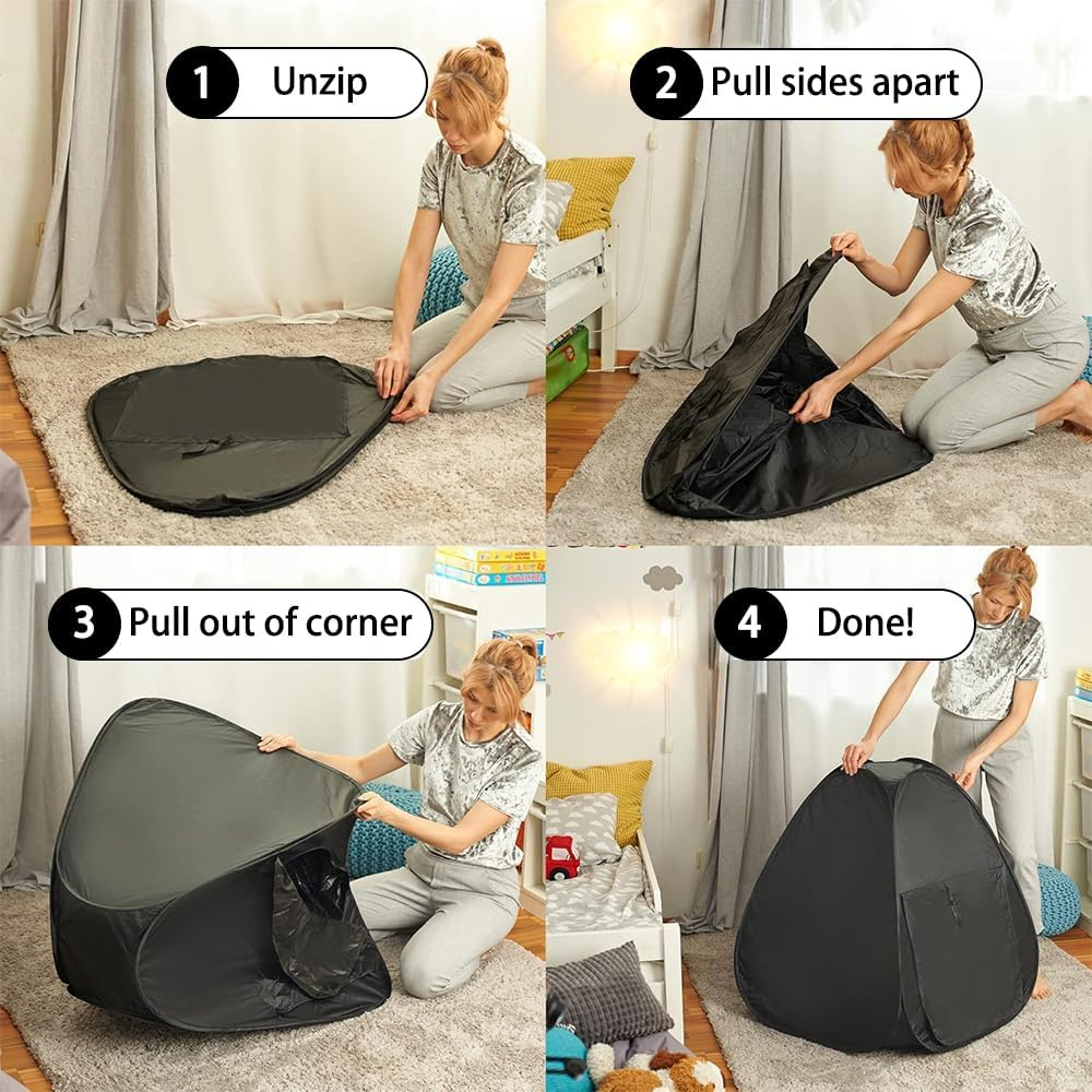Sensory Tent, Calm Corner for Children, Blackout Sensory Tents for Autistic Children, Special Needs Dark Tent for Autism Sensory Room Equipment,Helps for SPD, Anxiety, Autism image number 1