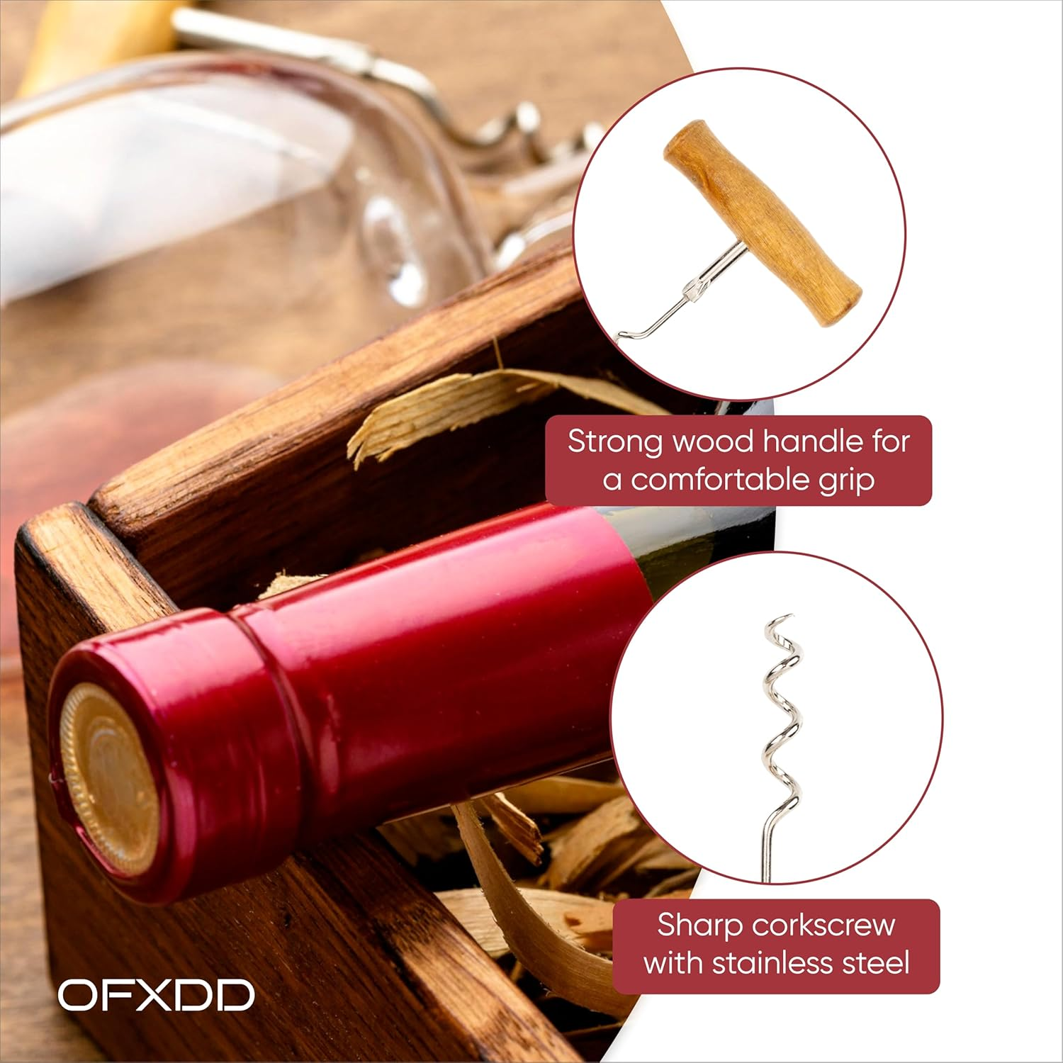 Heavy Duty Top Rated Cool Wooden Wing Corkscrew for Wine Bottle - Unique Luxury Girly Fun Wine Opener Accessories - Novelty Cork Remover for Bartenders image number 2