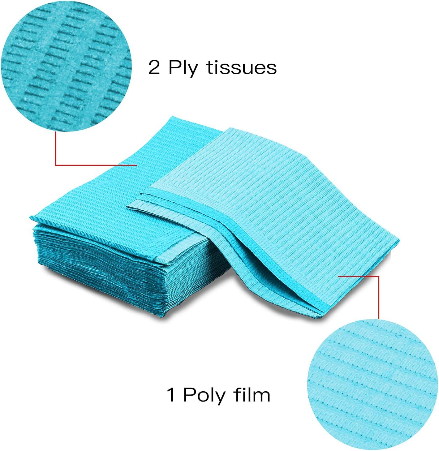 Disposable Dental Bibs, 50 Pcs Waterproof Patient Bibs Dentist Bibs Napkin Tattoo Bibs Sheets Cloths Tattoo Table Covers Clean Pad Tattoo Tray Covers Tattoo Supplies, 13 X 18" (Blue)