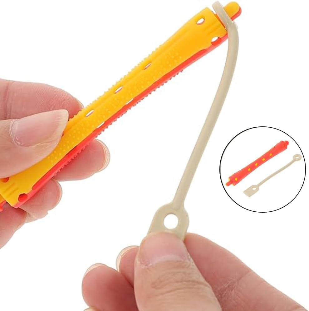 24-Piece Hair Perm Rods with Rubber Bands, Hair Styling Natural Hair Curler,Curly Hair Tools,Hollow Roll Hair Rollers for Short Hair, Professional Salon Perm Tools for Men and Women image number 2