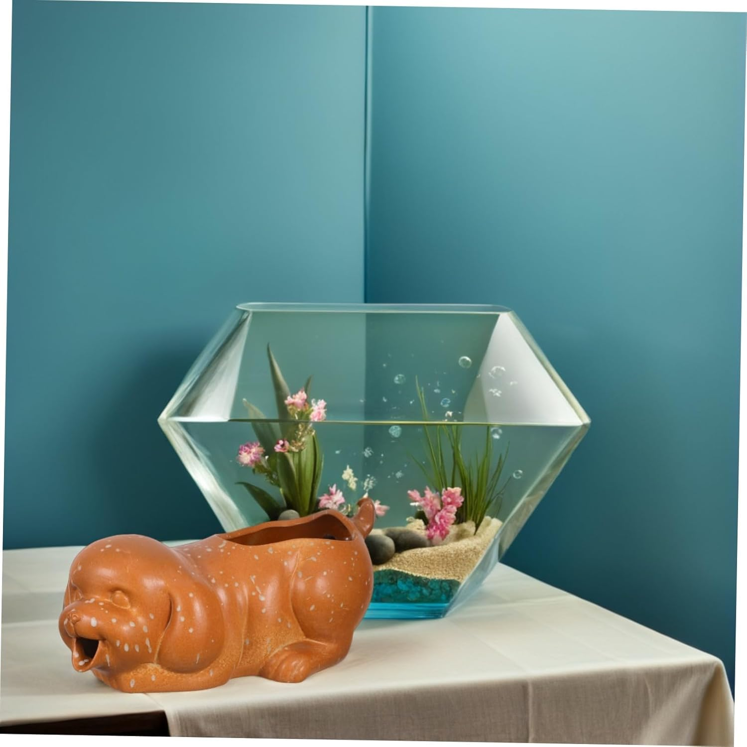 NOLITOY Ceramic Dog Fountain Spitter Jar for Indoor Outdoor Aquarium Decor Playful Puppy Statue with Circulating Waterfall Plant-Friendly Eco Ceramic Jar for Fish Tank and Garden image number 4