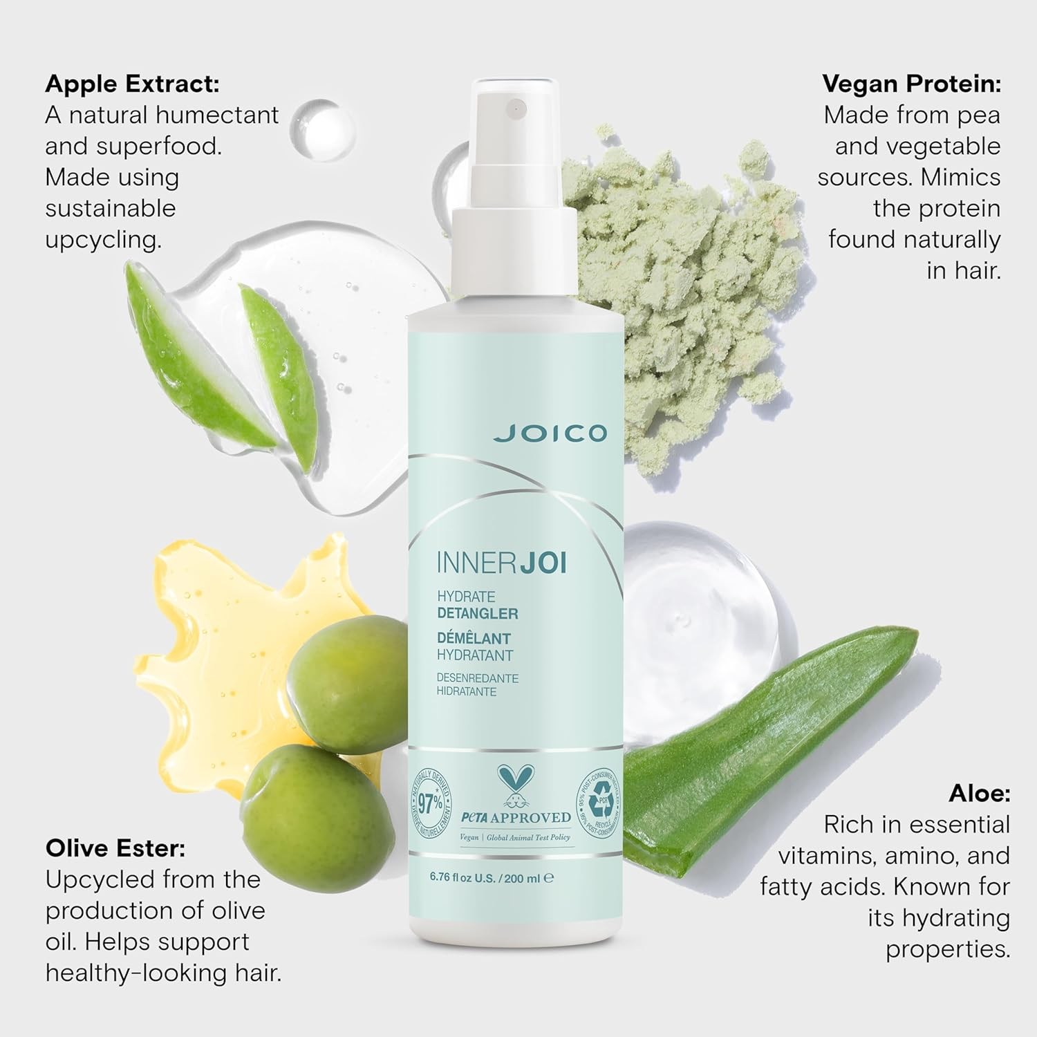 Joico Innerjoi Hydrate Hair Detangler 200 Ml image number 2