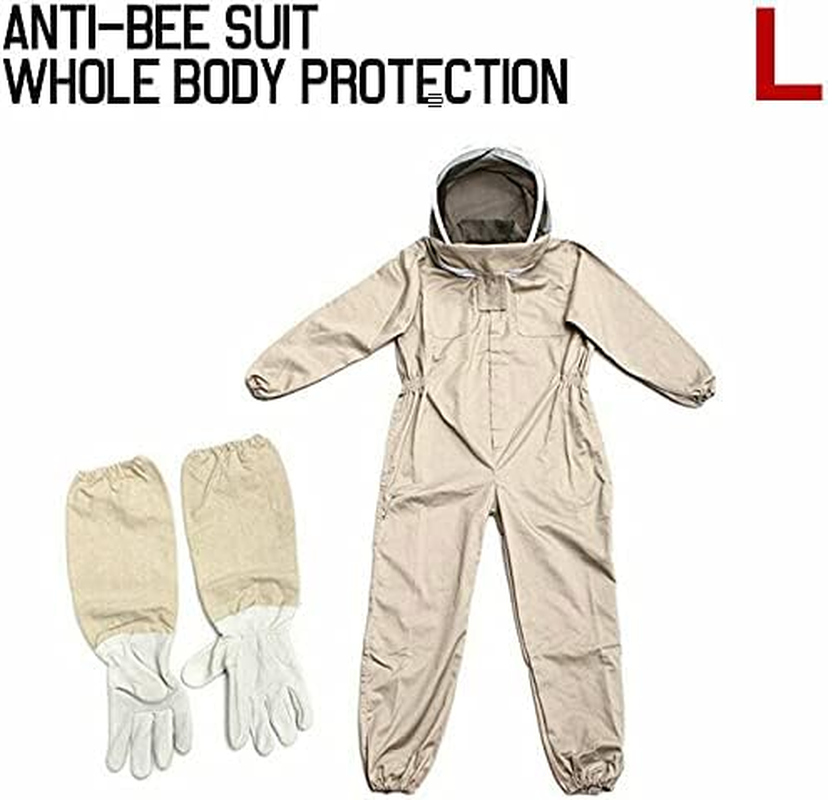 Full Beekeeping Suit Bee Suit Heavy Duty with Leather Ventilated Keeping Gloves (L with Gloves) image number 2