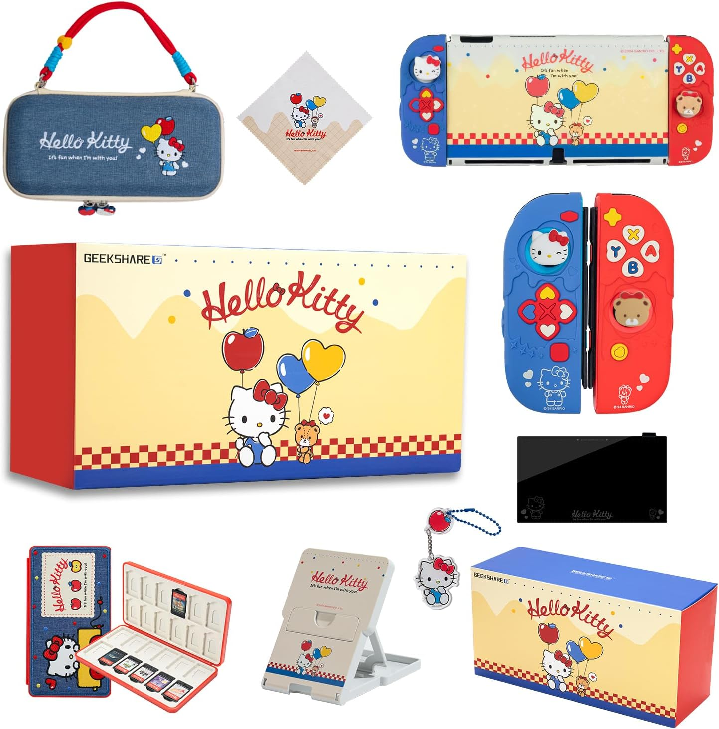 Kuitmor Switch Accessories Bundle for Switch:Carrying Case,Protective Case,Game Card Case,Screen Protector,Playstand,Thumb Grip Caps and More (For Switch OLED) image number 1