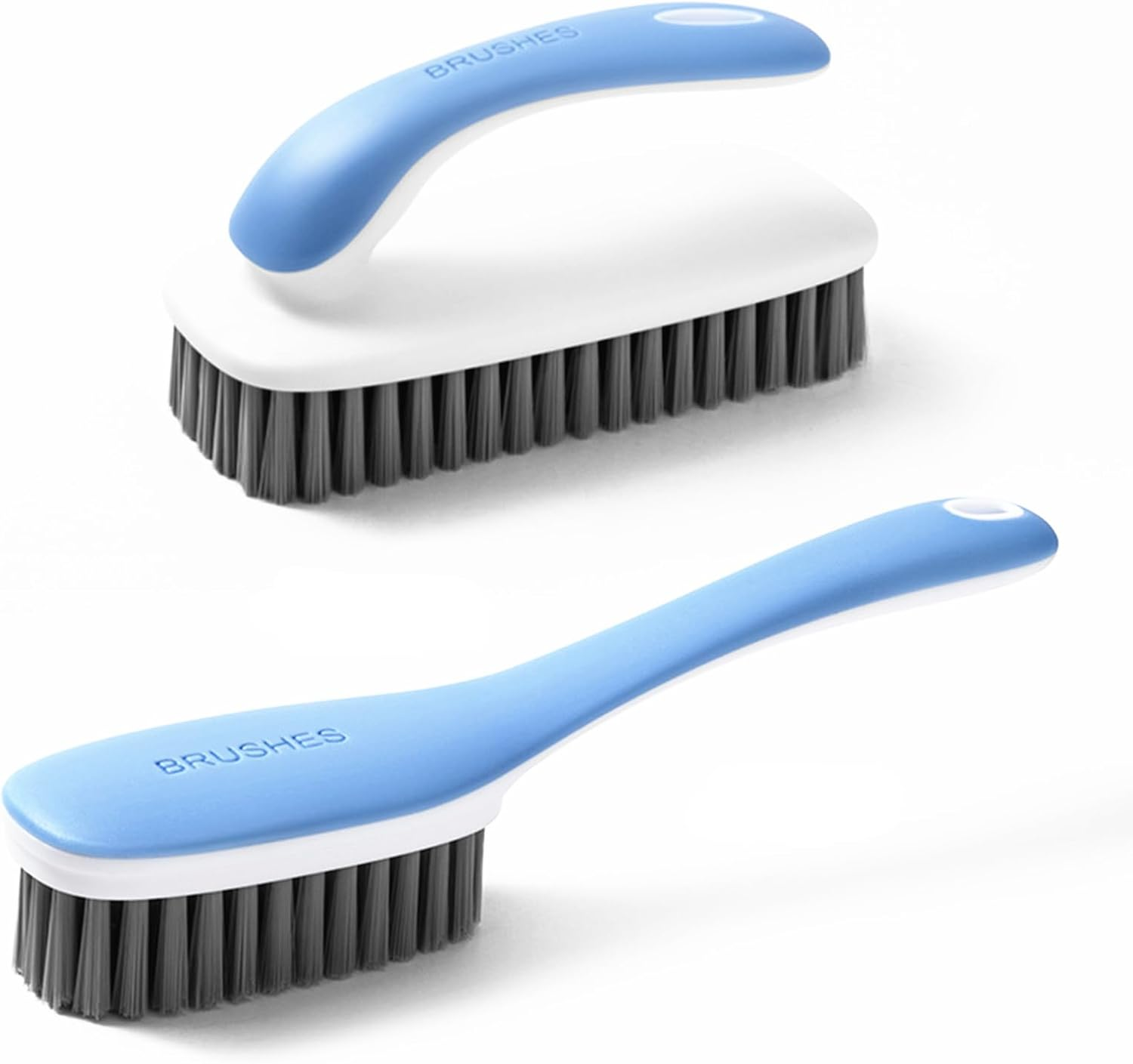 2Pcs Household Cleaning Shoes Clothes Scrubbing Brushes, Cleaning Brushes for Bathroom, Ergonomics Grip Easy Hold, Blue. Orange. (Blue) image number 4