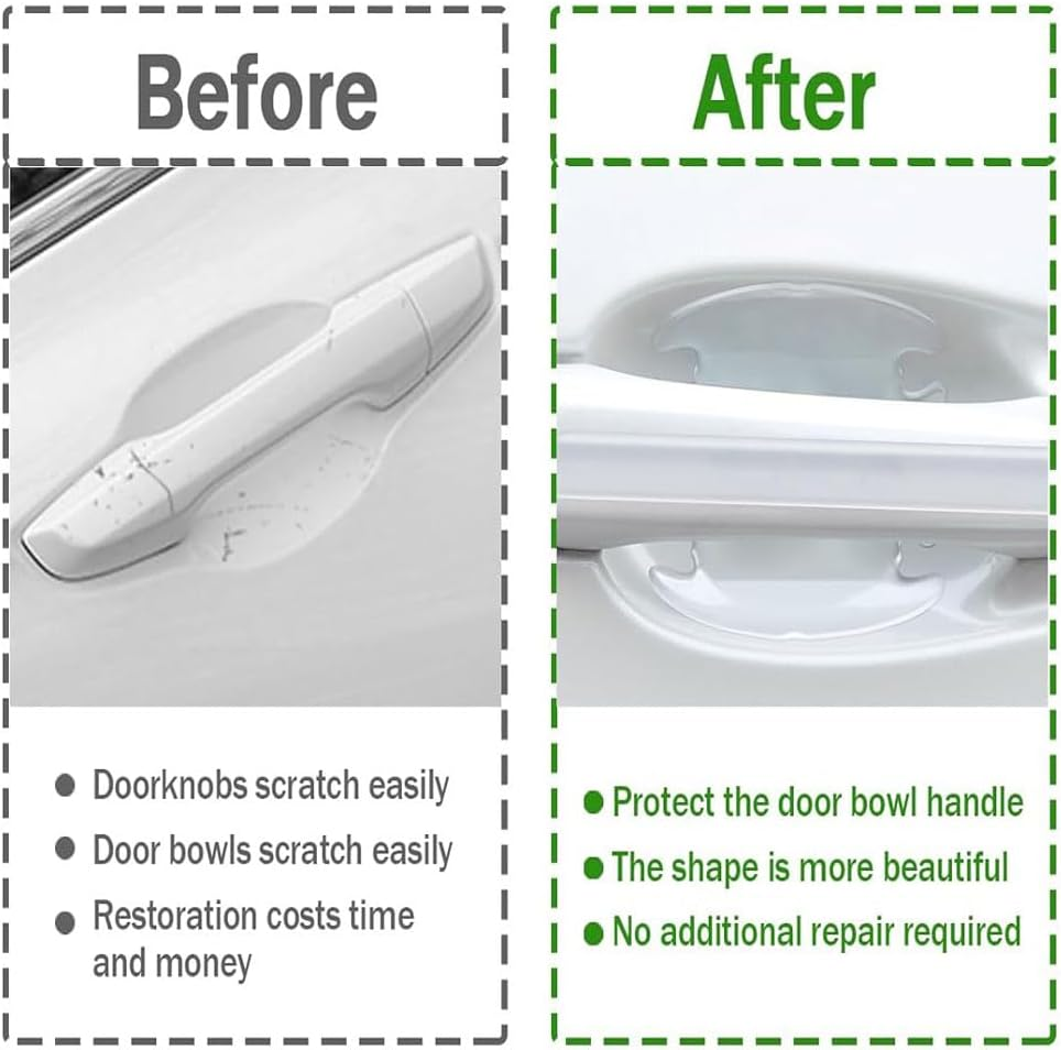 Universal 8PCS Car Door Handle Protector Stickers,Transparent anti Scratch Film for Most Vehicles, No Residue Invisible Paint Protection, Easy Install Door Bowl Cover Prevent Finger Marks image number 4