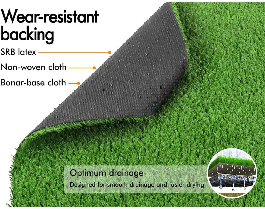 OTANIC Artificial Grass 10 SQM Roll 2X5M 12Mm Pile Height, DIY Synthetic Turf Rug, Fake Yarn Lawn Mat in Olive Green for Garden Backyard Patio Indoor Outdoor Rugs image number 3
