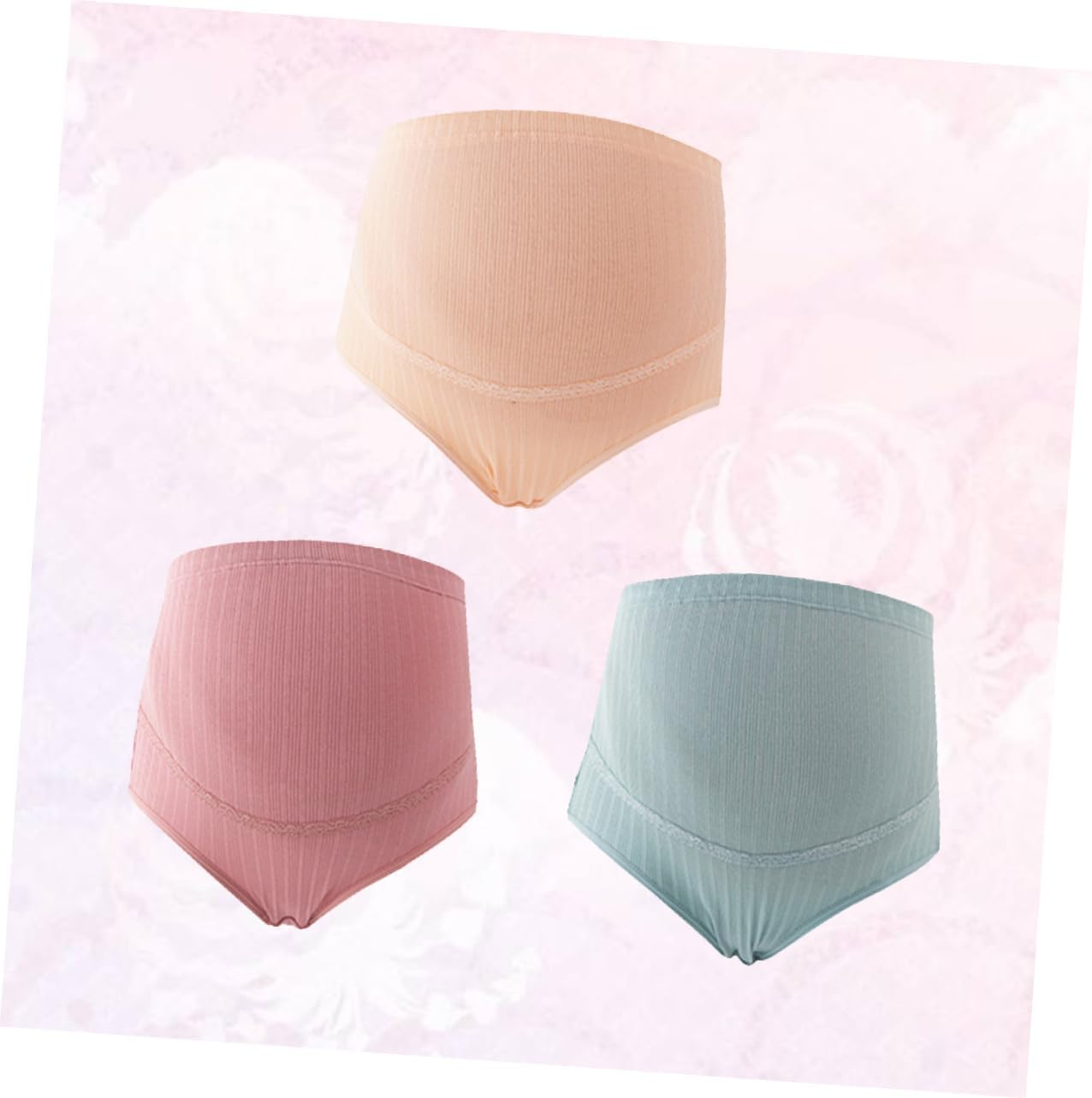 3Pcs High Waisted Maternity Underwear Cotton Pregnancy Seamless Panties Women Yoga High Waist Knickers Maternity Undearwear Knickers image number 1