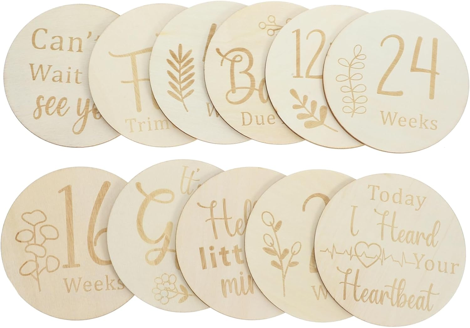 11Pcs Wooden Pregnancy Weekly Milestone Markers Growth Tracker Cards Photo Props for Pregnant Journey image number 4