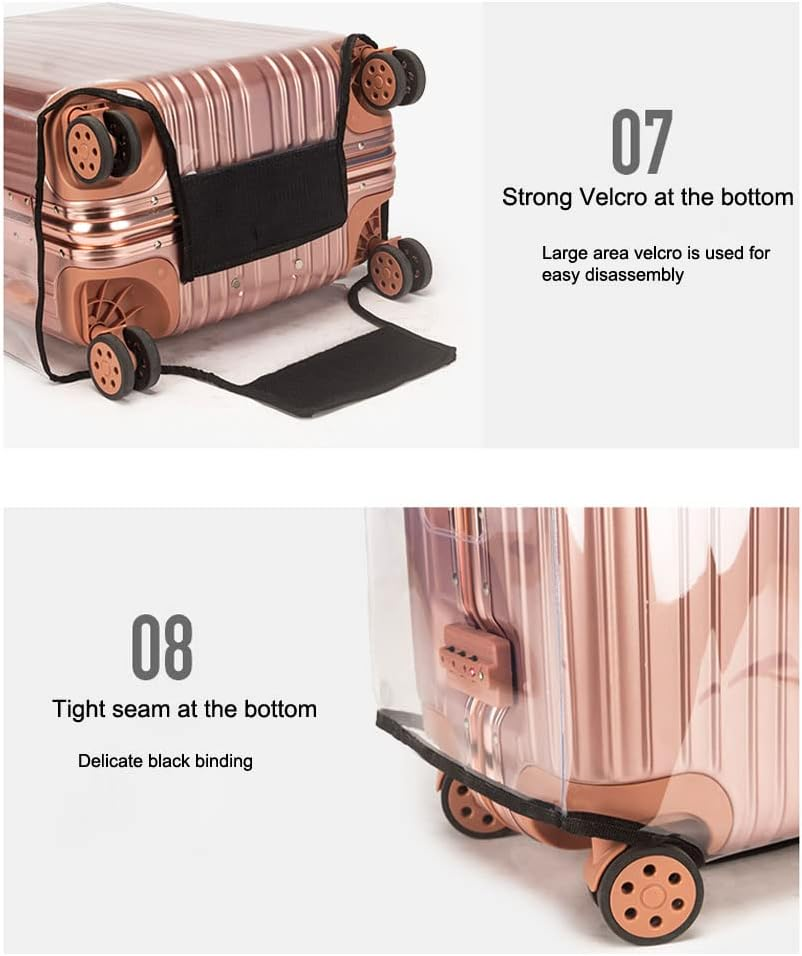 Mosairudo Clear PVC Luggage Cover Protectors Transparent Travel Luggage Protector for Wheeled Suitcase, No Border Thickness 0.3Mm, 26Inch, Fashion image number 2