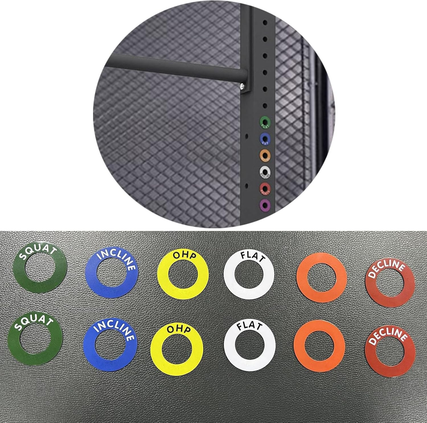 Frediuo 12 Pieces Barbell Markers Power Squat Rack Markers Squat Rack Position Markers for Bench Press image number 6