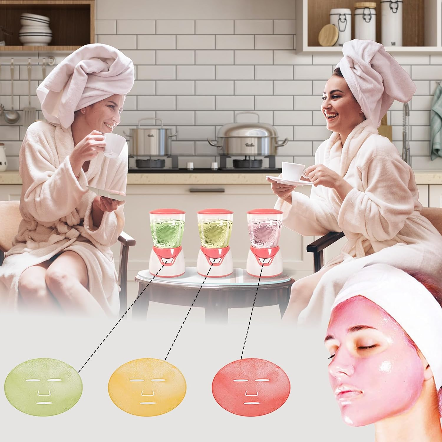 Beaufairy Face Mask Maker, Mini Facial Mask Machine, Fruit Vegetable Home Automatic DIY Skin Food Sheet Cream Mask SPA Care, Beauty Machine for Facial/Eye, with Mask Molds, 001 image number 4