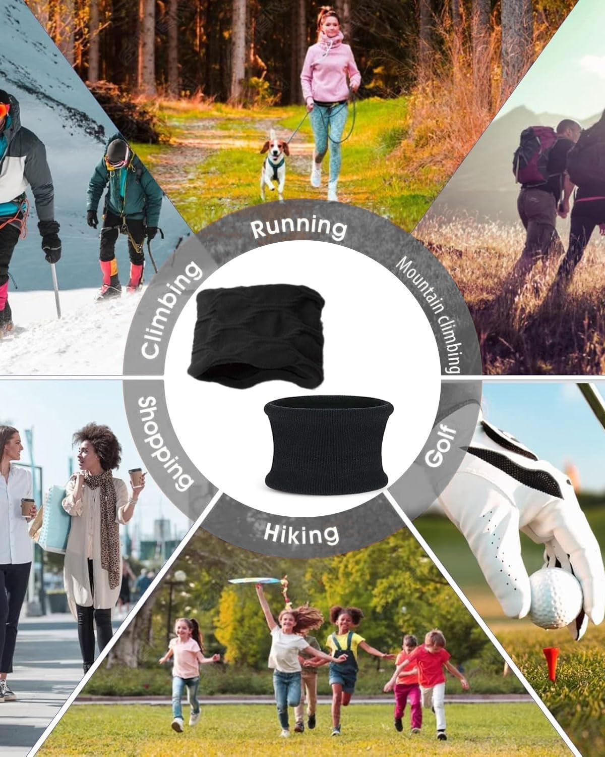 WUNZILO Pack of 10 Hair Bands for Women Girls Large Elastic Strong Hair Bobbles Seamless Cotton Holder Ties Stretching Ponytail Hair Pompoms for Thick Heavy Curly Hair, Black image number 4