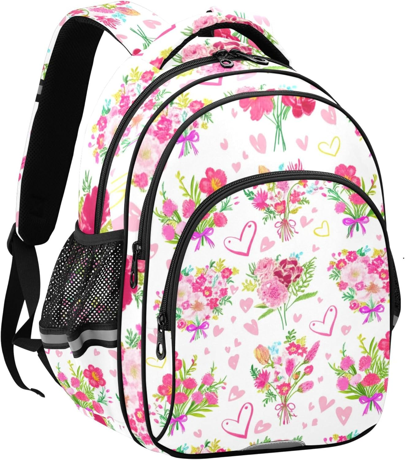 Joisal Kids Girls' Backpack Lightweight School Bags Kawaii Colorful Flower Bouquets Pink Bookbag Preschool Backpacks Cartoon image number 1