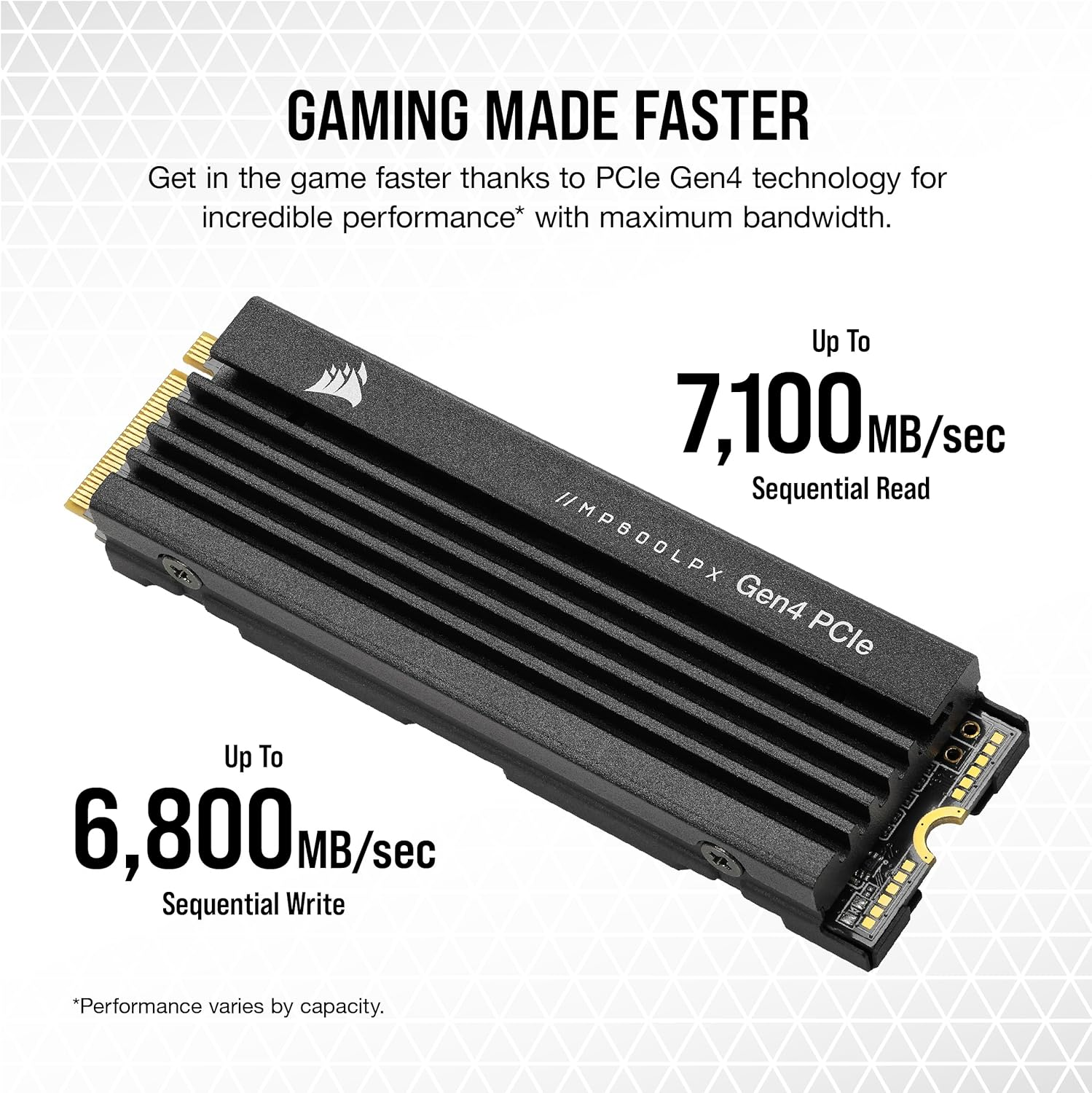CORSAIR MP600 PRO LPX 2TB M.2 Nvme Pcie X4 Gen4 SSD - Optimised for PS5 (Up to 7,100Mb/Sec Sequential Read & 6,800Mb/Sec Sequential Write Speeds, High-Speed Interface, Compact Form Factor) Black