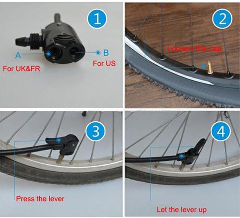 WADY 2 Pieces Inflator Nozzle Double Pump Head Dual Nozzle Valve Thread Connector Tire Air Inflator Replacement Mouth Adapter with Extension Horse Tube for Bicycles and Electric Bicycles image number 1