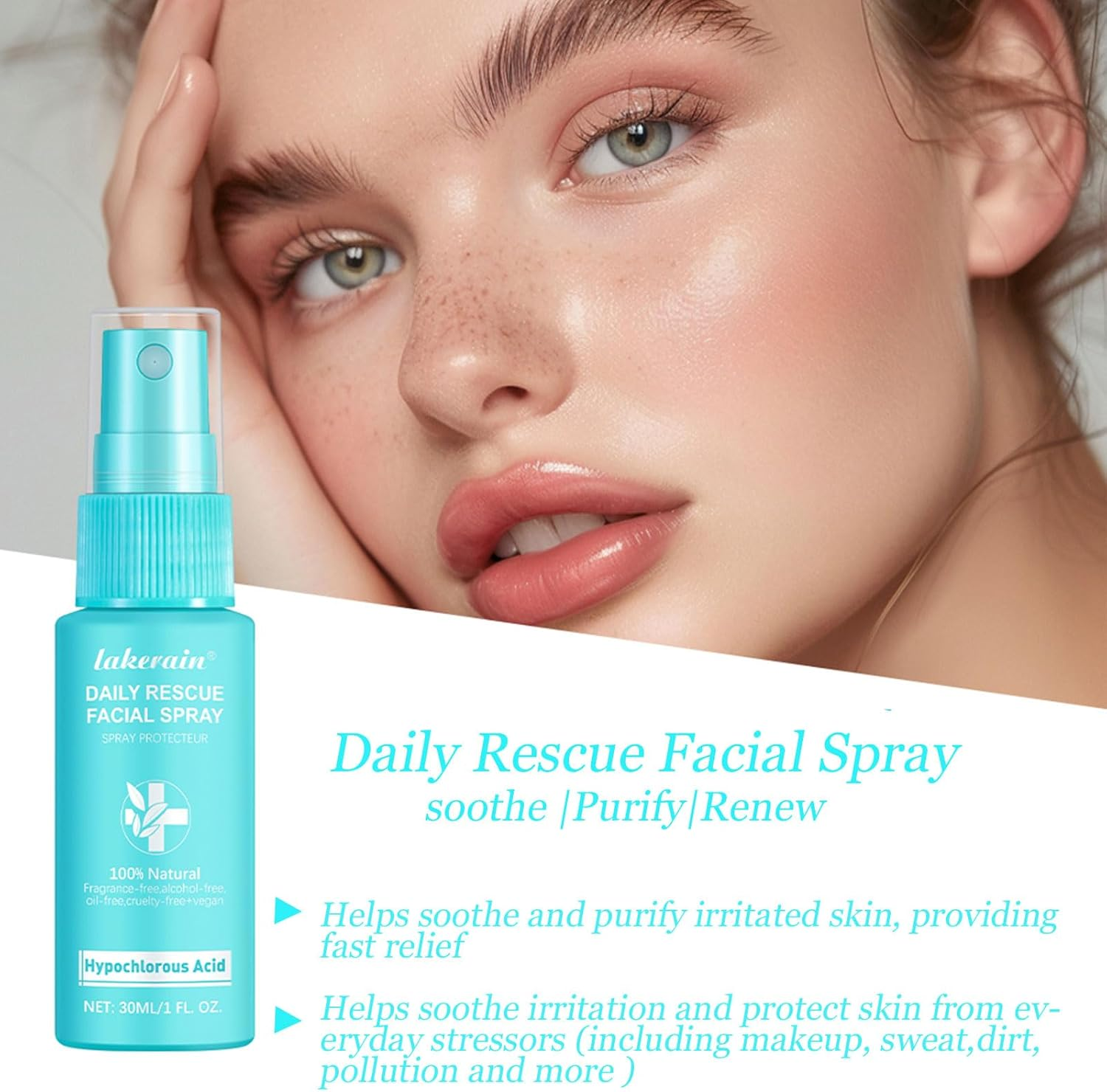 Hypochlorous Acid Face and Skin Spray,Safe for Use on Acne Prone Skin/Eczema/Dry Scalp/Post Procedure/Toner/Eye Lash/Face and Hand Cleanser