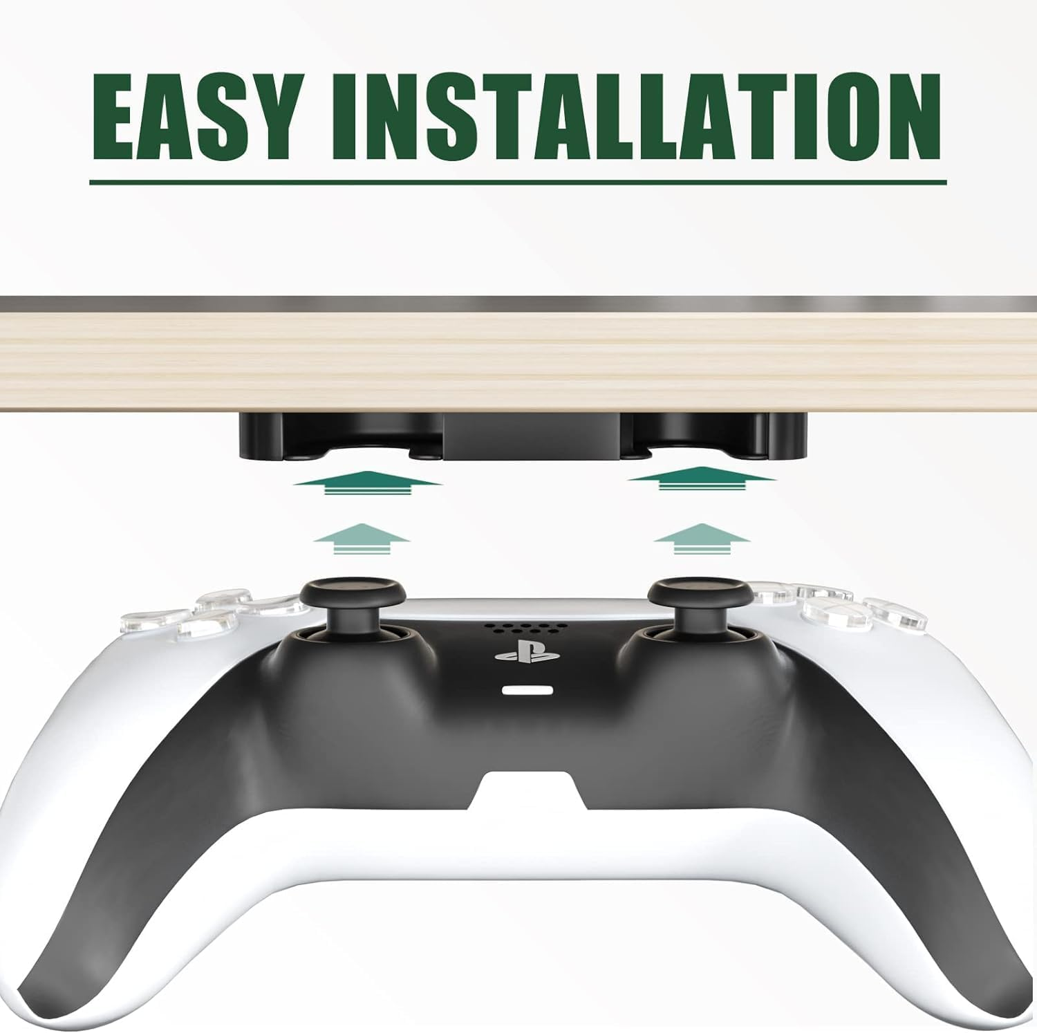 2 Pcs Controller Desk Mount Fit for Playstation 5/Playstation 4 Controller, PS5 Controller Holder Storage Rack, No Drilling Stick under Desk Stand Hanger for PS4 Gaming Controllers image number 1